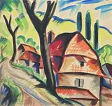 Paysage à la ferme by Gio Colucci, 1936, Aquarelle, sold Oct 2022