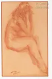 Nu féminin by Mania Mavro, Sanguine sur papier, sold Jul 2020