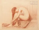 Héro pleurant by Marie-Augustin Zwiller, Sanguine et rehauts de blanc, sold Jul 2020