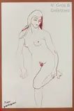 Nu debout se tenant la cheville by Pierre Ambrogiani, Gouache sur papier, sold Jul 2020