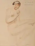 Nu assis by Charles Malfray, Aquarelle signée en bas à droite, sold Jul 2020