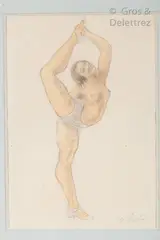 La danseuse au pied à la main by Odilon Roche, Aquarelle sur papier, sold Jul 2020