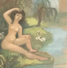 Baigneuse by Madeleine Luka, Gouache sur papier, sold Jun 2017