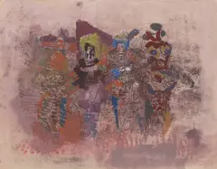 Die Räuber von Liangschanmoor by Hubert Berke, 1940, Farbkreide und Gouache auf Bütten, sold Oct 2020