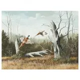 Pheasants in Flight by A. J. Rudisill, Acrylic on illustration board, sold Mar 2023