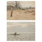 Quail, A Covey Rise / Ducks From A Battery (Two Works) by A. B. Frost, Each a chromolithograph, sold Mar 2023