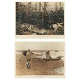 Coming Ashore / Grouse Shooting in the Rhododendrons (Two Works) by A. B. Frost, Each a hand-embellished aquatint, sold Mar 2023