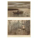 Chance Shot While Setting Out Decoys / October Woodcock Shooting (Two Works) by A. B. Frost, Each a hand-embellished aquatint, sold Mar 2023