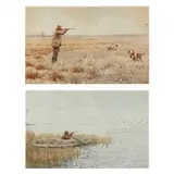 English Snipe / Ducks from a Blind (Two Works) by A. B. Frost, Each a chromolithograph, sold Mar 2023