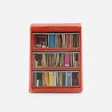 Red File Cabinet (from the Artists & Photographs portfolio) by Tom Gormley, 1970, printed packaging, light bulb, sold Aug 2022