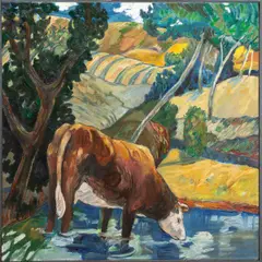 Cow by Peter Canty, 1998, oil on canvas, sold Jun 2025