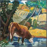 Cow by Peter Canty, 1998, oil on canvas, sold Jun 2025