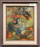 Still Life by Thelma Hansen, 1971, oil on canvas, sold Jun 2025