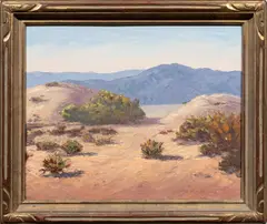 Desert Scene by George Ernst, oil on board, sold Jun 2025