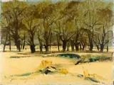 Winter Landscape by John Magill, oil on canvas, sold Jun 2025