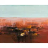 Abstract Red by Lidiya Kwaschny, oil on canvas, sold Jun 2025