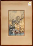 Village Street Scene by Andrew Wilson, 1804, watercolor, sold Jun 2025