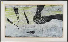 Self-Portrait by Antonio Frasconi, 1958, woodcut, sold Jun 2025