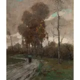 Untitled (Figure on a Country Road) by Chauncey Foster Ryder, oil on canvas, sold Jul 2025