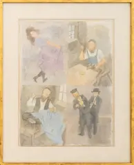 Scenes of Jewish Life by Raphael Soyer, Watercolor and Graphite on Paper, sold Aug 2026