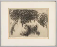 Trees and Snow II by Peter Milton, 1961, Etching on Paper, sold Aug 2026