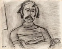 Portrait of a Man by Manfred Schwartz, Charcoal on Paper, sold Aug 2026