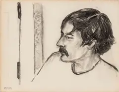 Portrait of a Man by Manfred Schwartz, Charcoal on Paper, sold Aug 2026