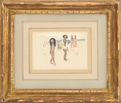 Bathers on the Beach Landscape Scene by Jules Pascin, Watercolor on Paper, sold Sep 2026