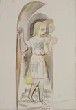 Untitled by Ralph Stackpole, watercolor on paper, sold Jul 2025