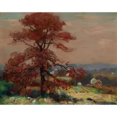 Farm Scene by Alfred R. Mitchell, oil on board, sold Jul 2025