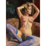 Introspective Nude by Russell R. Tripp, 2020, acrylic on board, sold Jul 2025