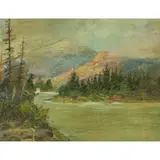 Untitled (Mountain Lake) by Arthur William Best, oil on board, sold Jul 2025