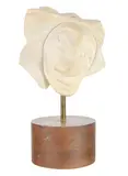 Face by Charles Bertram Johnson, 1977, marble sculpture on wood base, sold Jul 2025