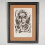 Untitled by Striking Self Portrait, lithograph on paper by renowned American sculptor and printmaker Chaim Gross, sold Aug 2025