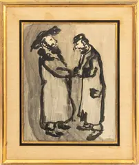Encounter by Emmanuel Mané-Katz, 1955, Ink and Ink Wash on Paper, sold Sep 2026