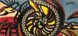 Ouroboros and Dove of Peace by Walter Gaudnek, 1971, Oil on Canvas, sold Aug 2026