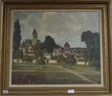 View of a French town, initialled, 50 x 60cm by Frederick Marriot, oil on canvas, sold Jan 2020