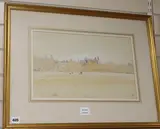 Eton College Chapel, Oxford and The Thames, Spink label verso, 27 x 43cm by John Doyle, pencil and watercolour, offered Jan 2020