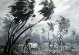 Buffalo drivers in a monsoon, 36 x 51cm signed 14 x 20in by G.D. Paulraj, watercolour, sold Jan 2020
