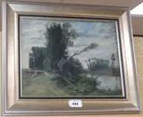Pastoral river landscape with cattle by Georges de Lafage-Laujol, oil on canvas, sold Jan 2020