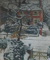 House in winter by Salomon van Abbé, oil on canvas, sold Jan 2020