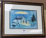 Hilton Noel Nouvel An 1973-1974 by Yves Brayer, ink and watercolour, sold Jan 2020