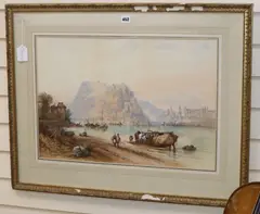 View along The Rhine, 42 x 61cm by Edwin St. John, watercolour, sold Jan 2020