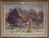 Autumn trees by Ronald Ossory Dunlop, oil on canvas, sold Jan 2020