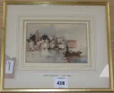 Coastal town scene by Alfred Montague, watercolour, sold Jan 2020