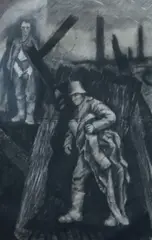 Death and the Soldier' 43 x 29.5in by Gerald R. Jarman, pencil and compressed, sold Jan 2020