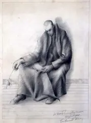 Untitled by Tristram Hillier, pencil on paper, sold Jan 2020