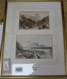 Mountain landscapes (two in one frame) by Philip Mitchell, watercolour, offered Dec 2019