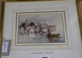 Coastal town scene by Alfred Montague, watercolour, offered Dec 2019