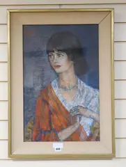 Portrait of Yvonne, 60 x 39cm by Maurice Man, pastel, sold Dec 2019